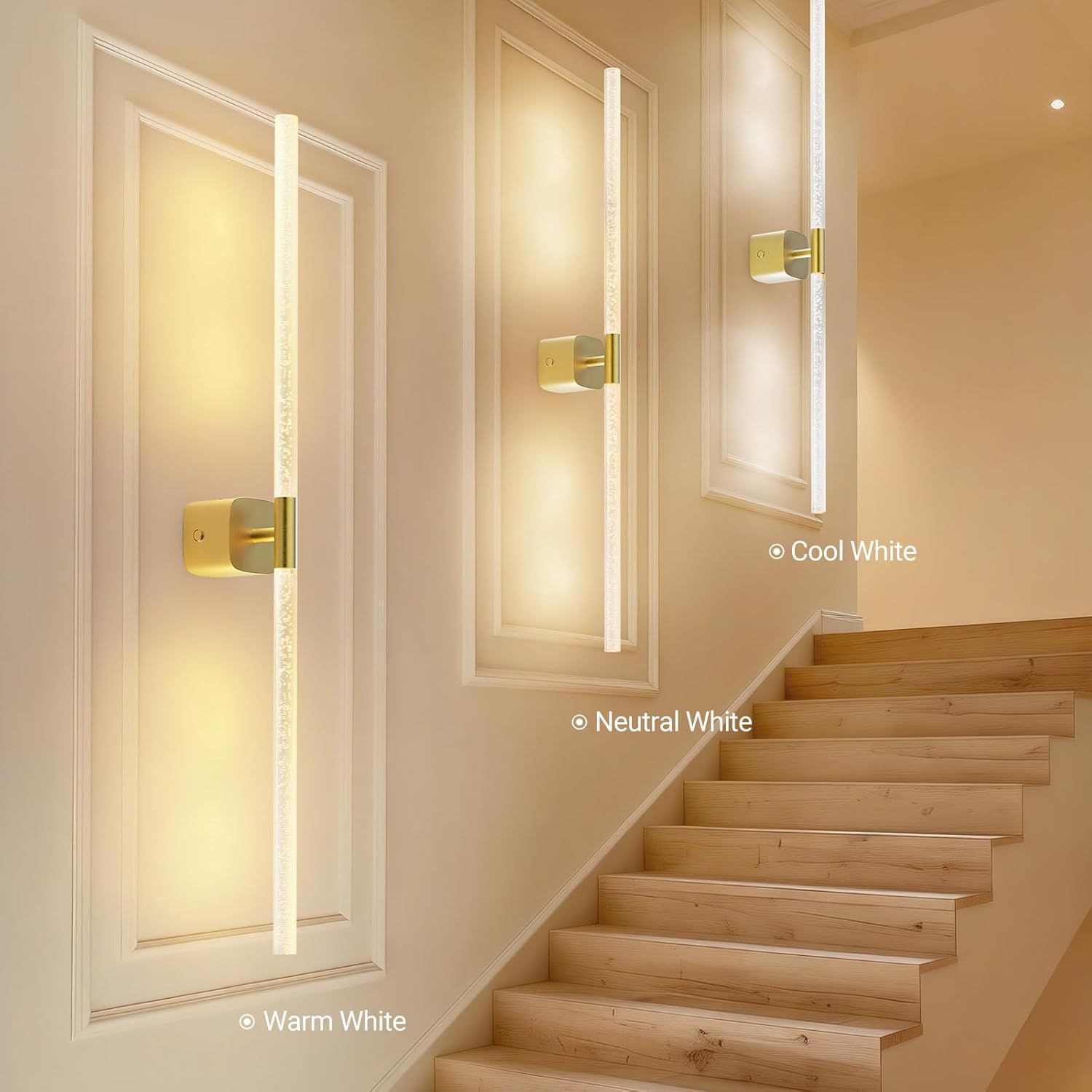 Gold Battery Operated Wall Sconce Set of 2, Rechargeable Wireless Wall Lights with Remote and Touch, 360 V1171-CB-BOM001620