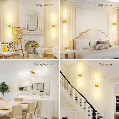 Gold Battery Operated Wall Sconce Set of 2, Rechargeable Wireless Wall Lights with Remote and Touch, 360 V1171-CB-BOM001620