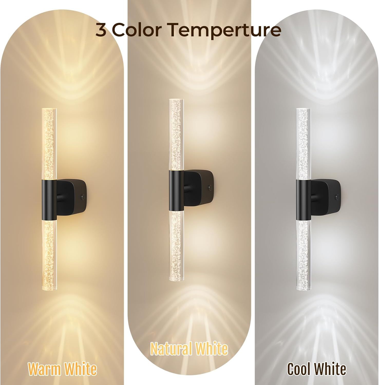 Battery Operated Wall Sconce Set of 2 Black Rechargeable Crystal Sconce Wall Decor Set of 2 with 12000mAh 16" V1171-CB-BOM001621