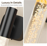 Battery Operated Wall Sconce Set of 2 Black Rechargeable Crystal Sconce Wall Decor Set of 2 with 12000mAh 16" V1171-CB-BOM001621