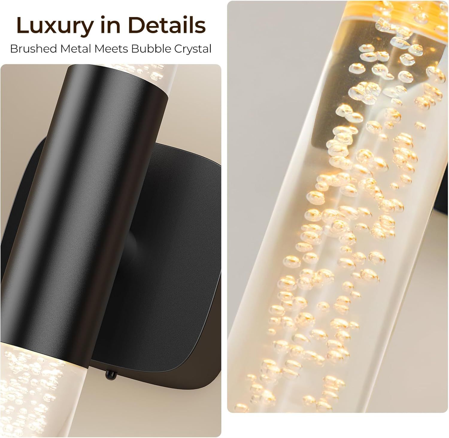 Battery Operated Wall Sconce Set of 2 Black Rechargeable Crystal Sconce Wall Decor Set of 2 with 12000mAh 16" V1171-CB-BOM001621