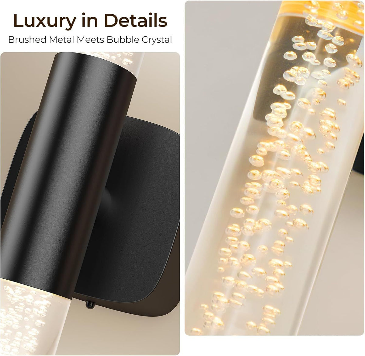 Battery Operated Wall Sconce Set of 2 Black Rechargeable Crystal Sconce Wall Decor Set of 2 with 12000mAh 16" V1171-CB-BOM001621