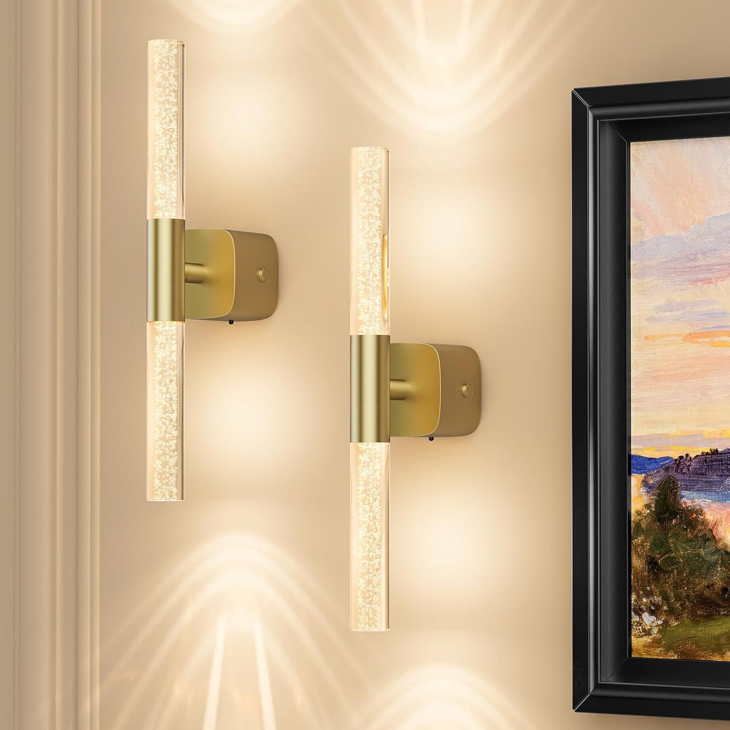 Battery Operated Wall Sconce Set of 2 Rechargeable Battery Powered Wall Light with 12000mAh Wireless Dimmable V1171-CB-BOM001622