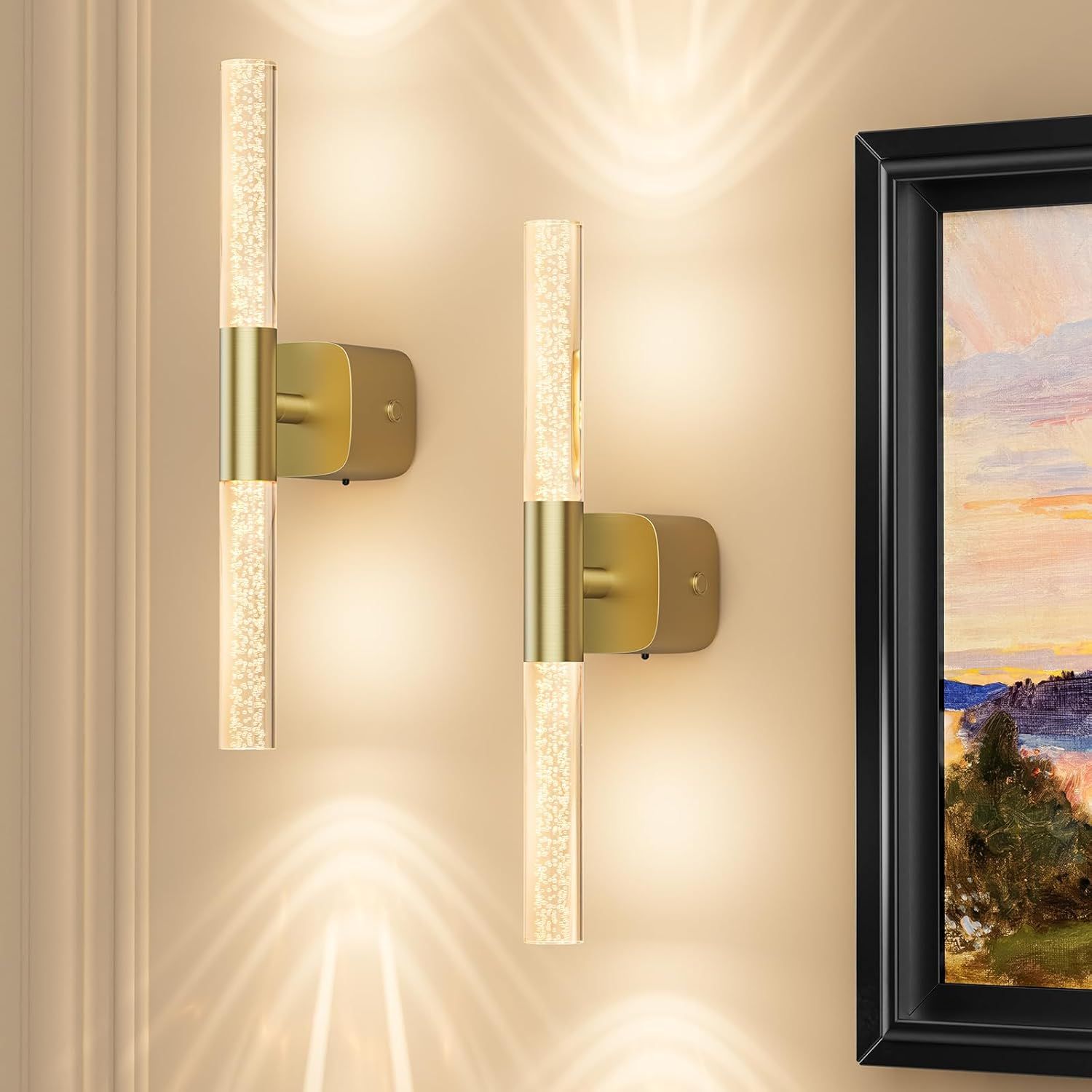 Battery Operated Wall Sconce Set of 2 Rechargeable Battery Powered Wall Light with 12000mAh Wireless Dimmable V1171-CB-BOM001622
