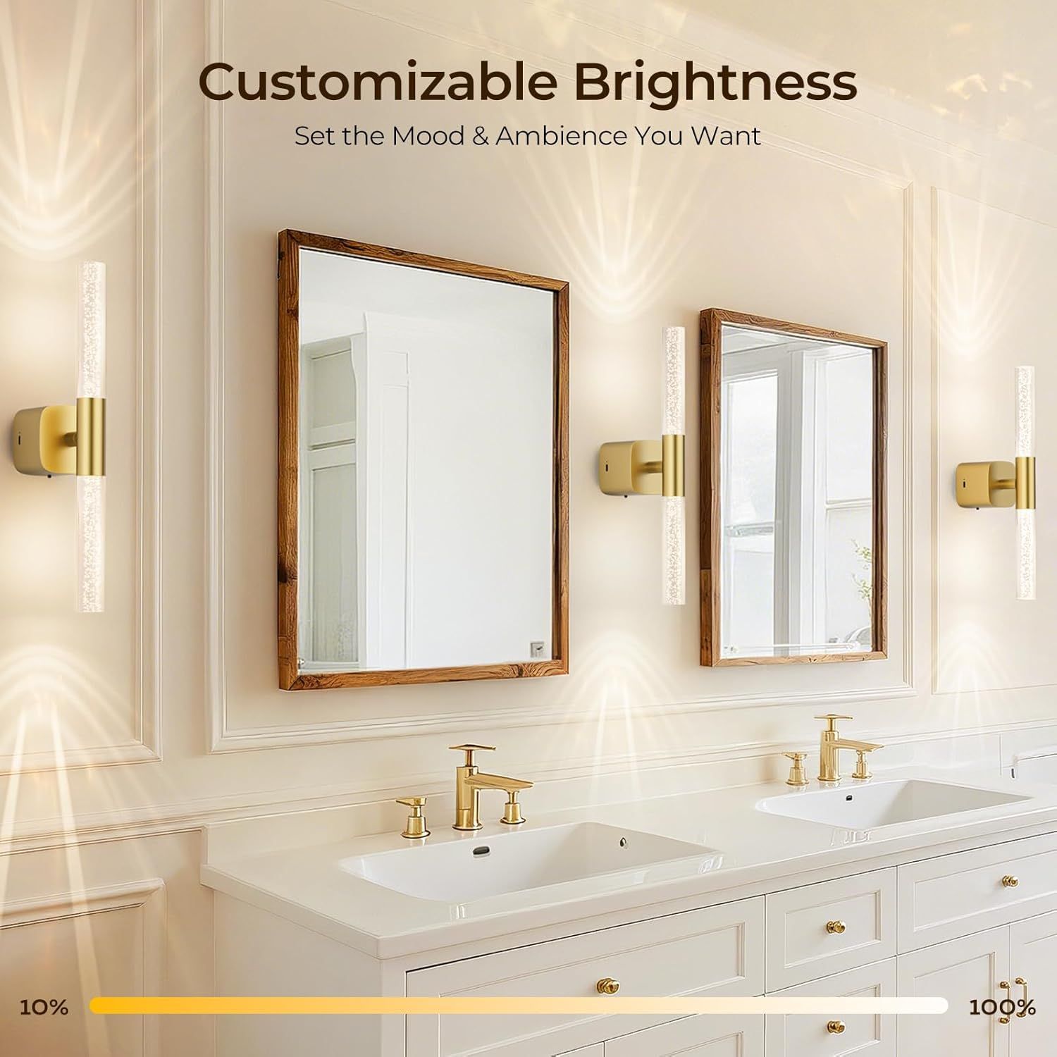 Battery Operated Wall Sconce Set of 2 Rechargeable Battery Powered Wall Light with 12000mAh Wireless Dimmable V1171-CB-BOM001622