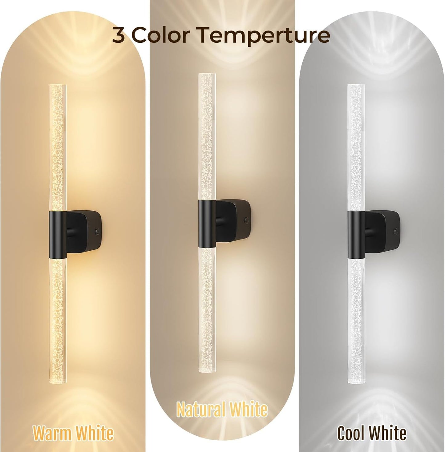 Battery Operated Wall Sconce Set of 2 Black Rechargeable Acrylic Crystal Sconce Wall Decor Set of 2 with V1171-CB-BOM001623