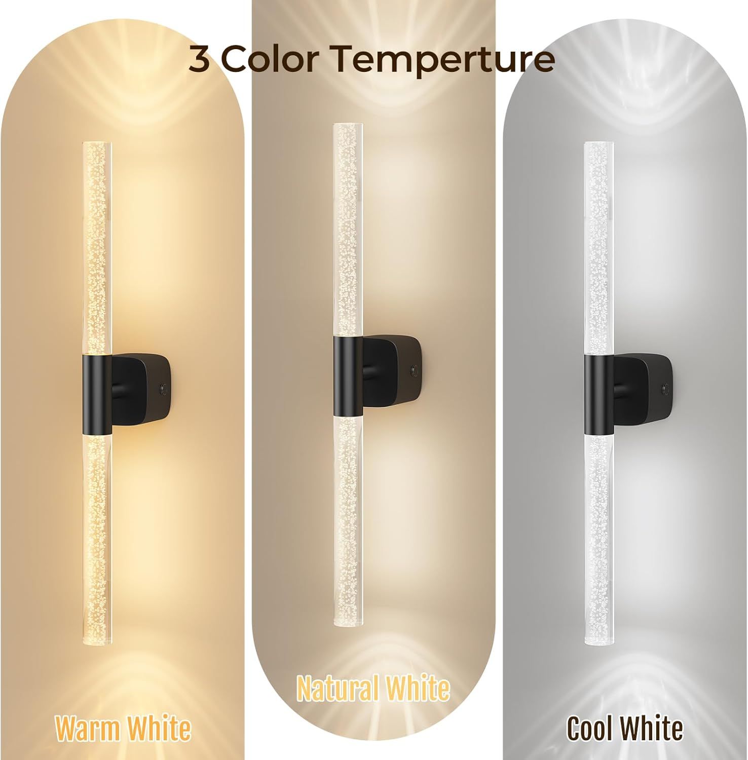 Battery Operated Wall Sconce Set of 2 Black Rechargeable Acrylic Crystal Sconce Wall Decor Set of 2 with V1171-CB-BOM001623