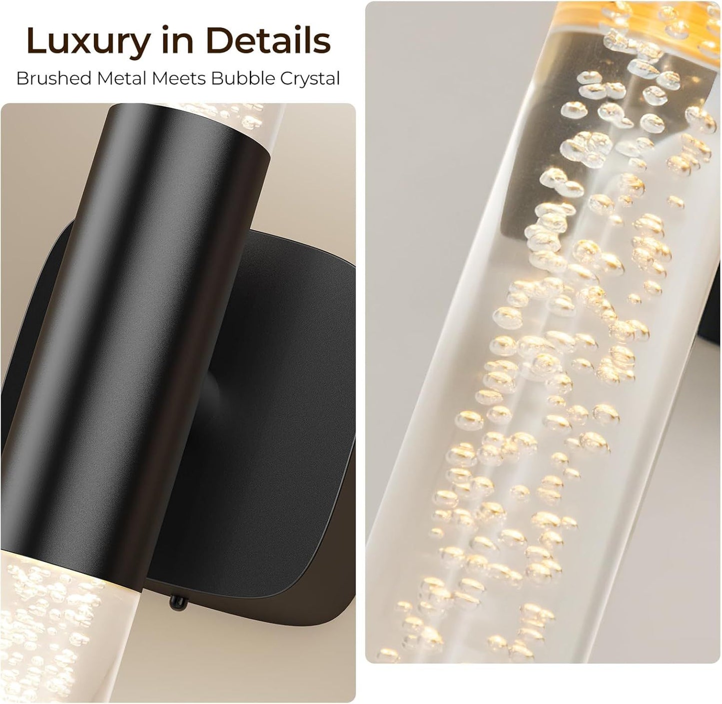 Battery Operated Wall Sconce Set of 2 Black Rechargeable Acrylic Crystal Sconce Wall Decor Set of 2 with V1171-CB-BOM001623