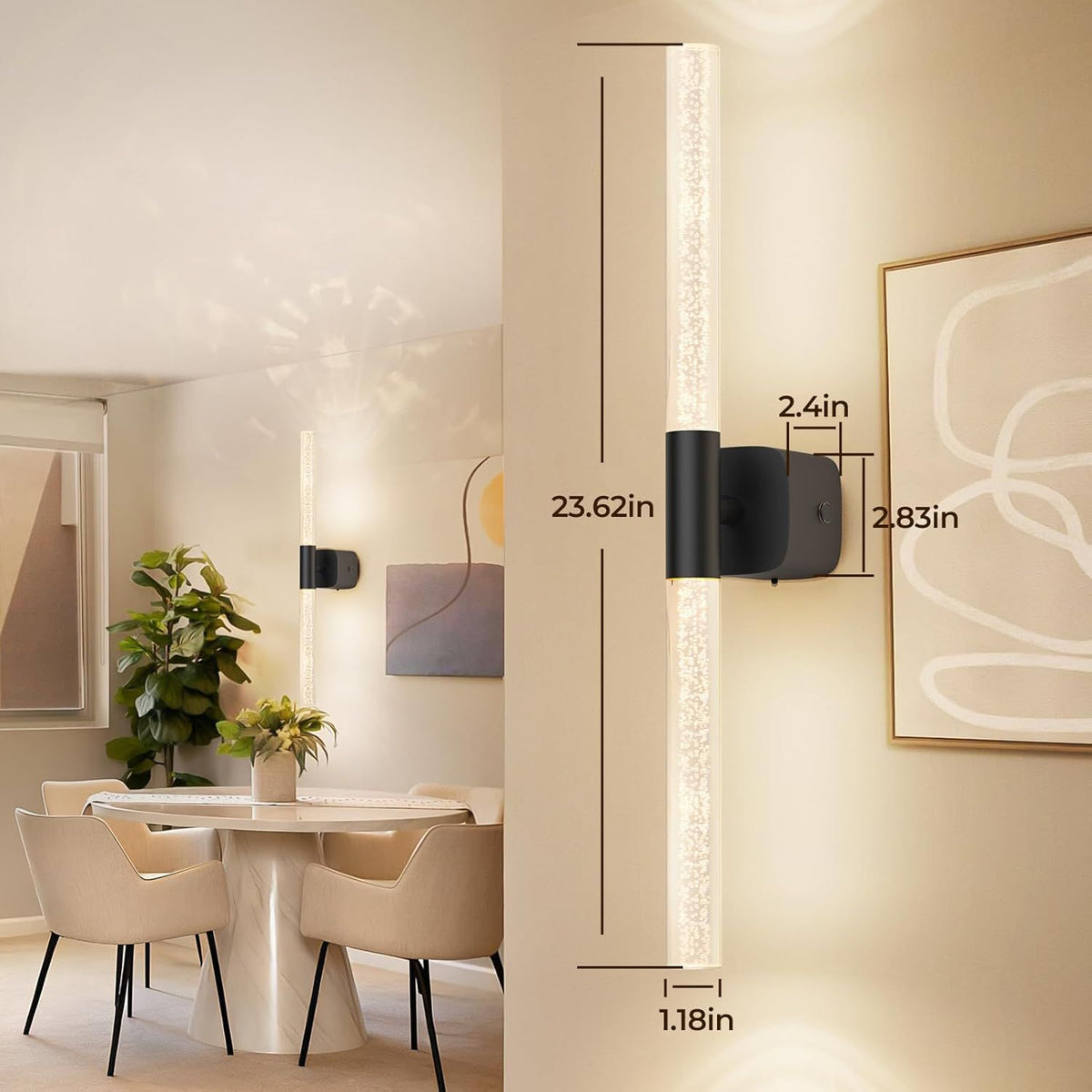 Battery Operated Wall Sconce Set of 2 Black Rechargeable Acrylic Crystal Sconce Wall Decor Set of 2 with V1171-CB-BOM001623