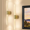 Battery Operated Wall Sconce Set of 2 Brushed Gold 12000mAh Rechargeable Wall Light with Crystal Acrylic 24" V1171-CB-BOM001624