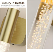 Battery Operated Wall Sconce Set of 2 Brushed Gold 12000mAh Rechargeable Wall Light with Crystal Acrylic 24" V1171-CB-BOM001624