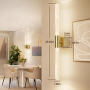 Battery Operated Wall Sconce Set of 2 Brushed Gold 12000mAh Rechargeable Wall Light with Crystal Acrylic 24" V1171-CB-BOM001624
