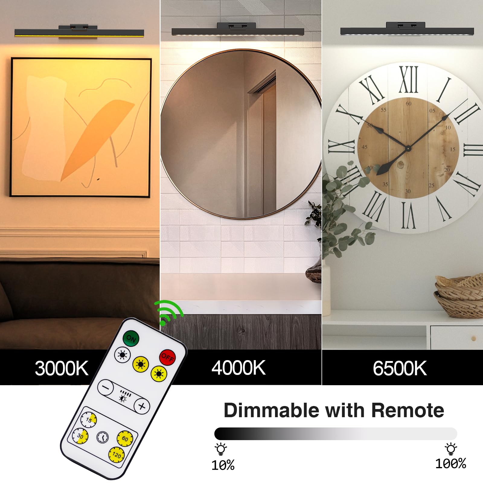 Picture Light Battery Operated, 16in Wireless Art Light for Paintings Color Temperature Adjustable Dimmable V1171-CB-BPL-1-USB-RM