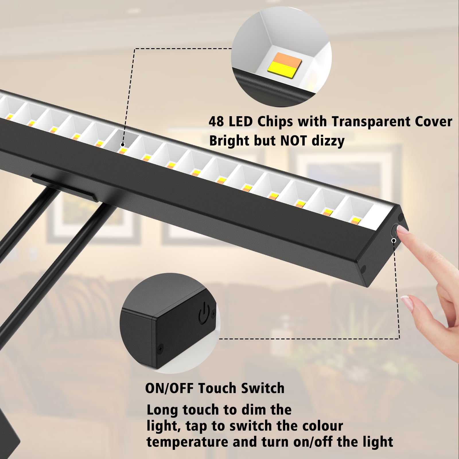 Picture Light Battery Operated, 16in Wireless Art Light for Paintings Color Temperature Adjustable Dimmable V1171-CB-BPL-1-USB-RM
