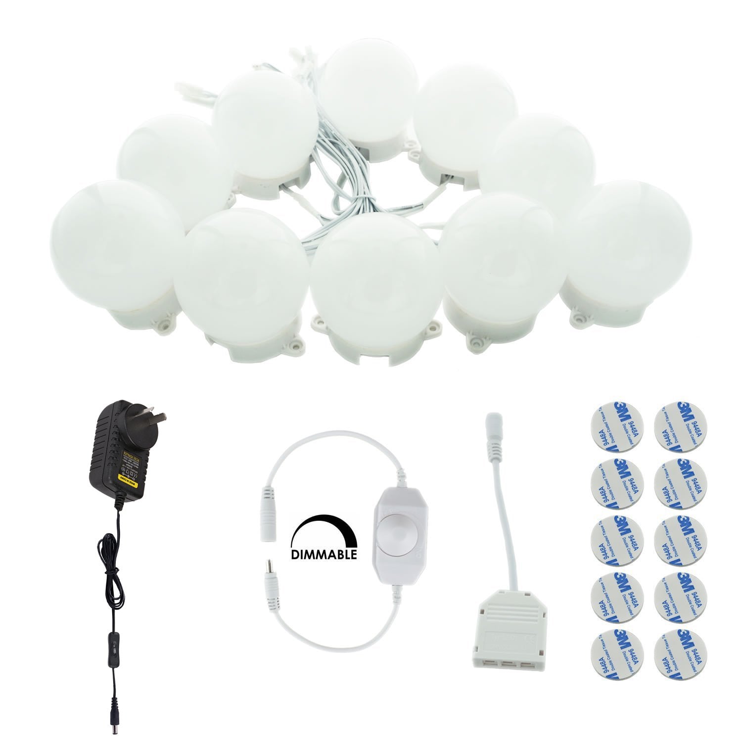 Hollywood Super Star Style Makeup Mirror Vanity LED Light Bulbs Kit for Dressing Table Dimmable & Plug in, V1171-CB-BQKBCD010