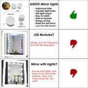 Hollywood Super Star Style Makeup Mirror Vanity LED Light Bulbs Kit for Dressing Table Dimmable & Plug in, V1171-CB-BQKBFD010