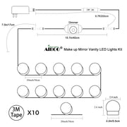 Hollywood Super Star Style Makeup Mirror Vanity LED Light Bulbs Kit for Dressing Table Dimmable & Plug in, V1171-CB-BQKBFD010