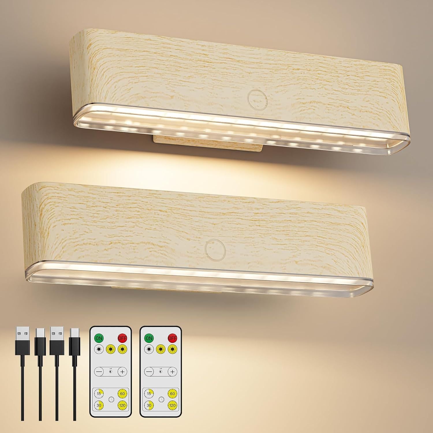 Magnetic Wireless Battery Operated Wall Sconce, Rechargeable Remote Control & Touch Control Wall Sconces Set V1171-CB-COM001668-2