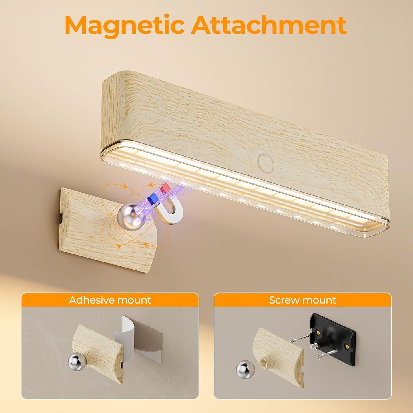 Magnetic Wireless Battery Operated Wall Sconce, Rechargeable Remote Control & Touch Control Wall Sconces Set V1171-CB-COM001668-2