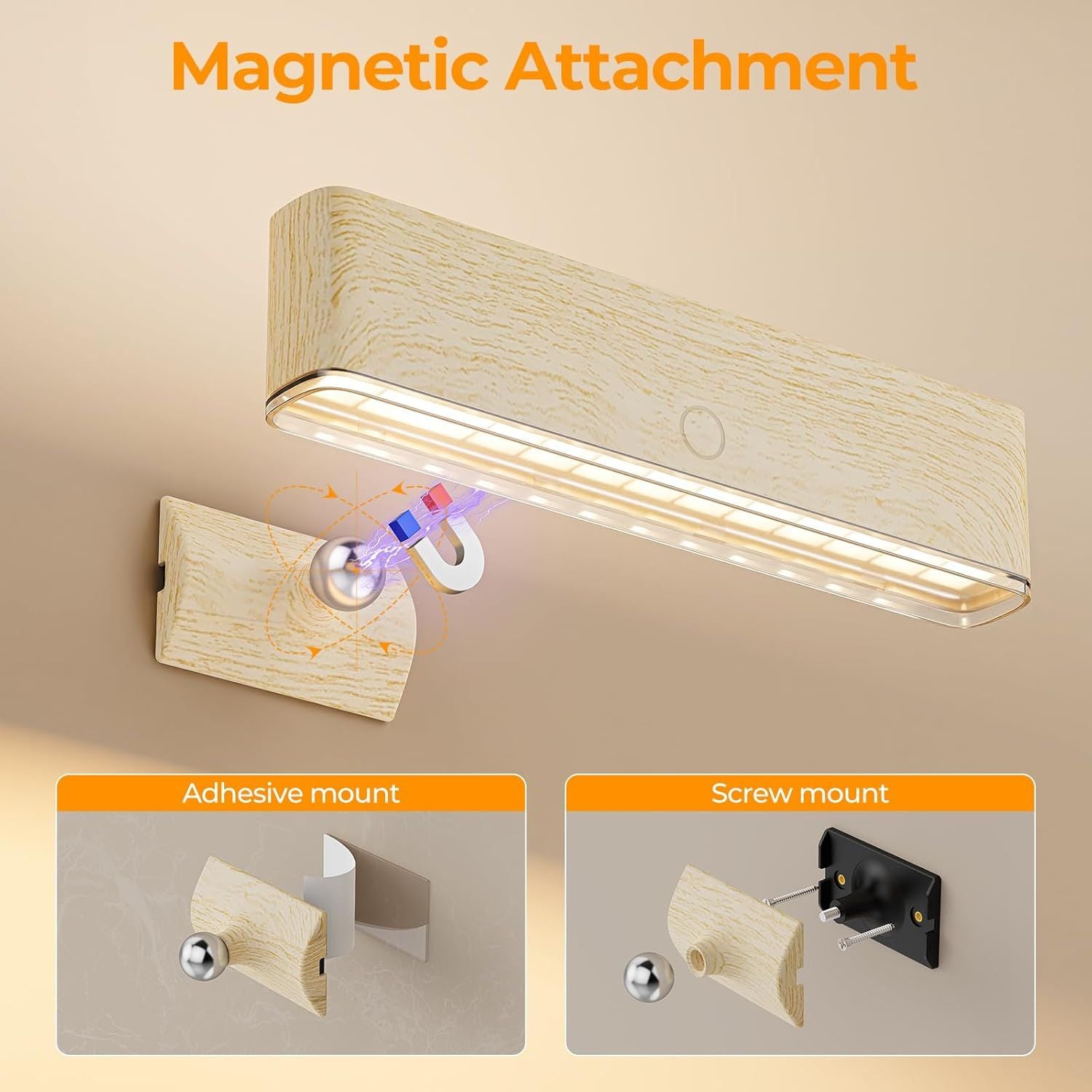 Magnetic Wireless Battery Operated Wall Sconce, Rechargeable Remote Control & Touch Control Wall Sconces Set V1171-CB-COM001668-2