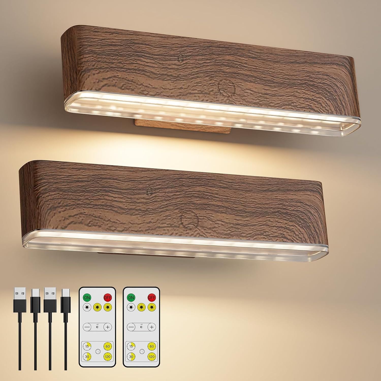 Magnetic Wireless Battery Operated Wall Sconce, Rechargeable Remote Control & Touch Control Wall Sconces Set V1171-CB-COM001669-2