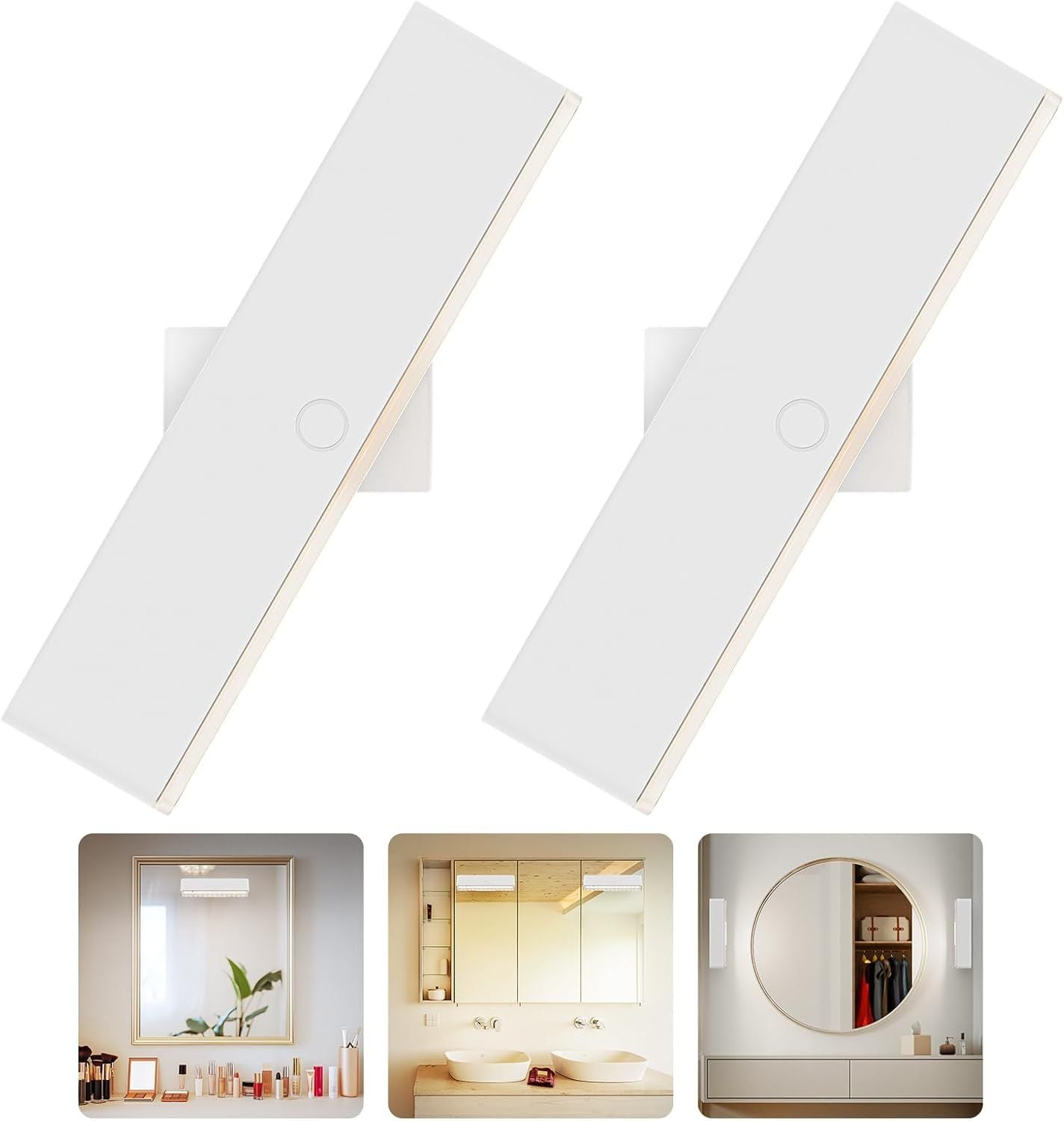 Wireless Vanity Lights for Mirror Set of 2-4000mAh Rechargeable Stick On Makeup Light with CCT Modes & V1171-CB-COM001679-2