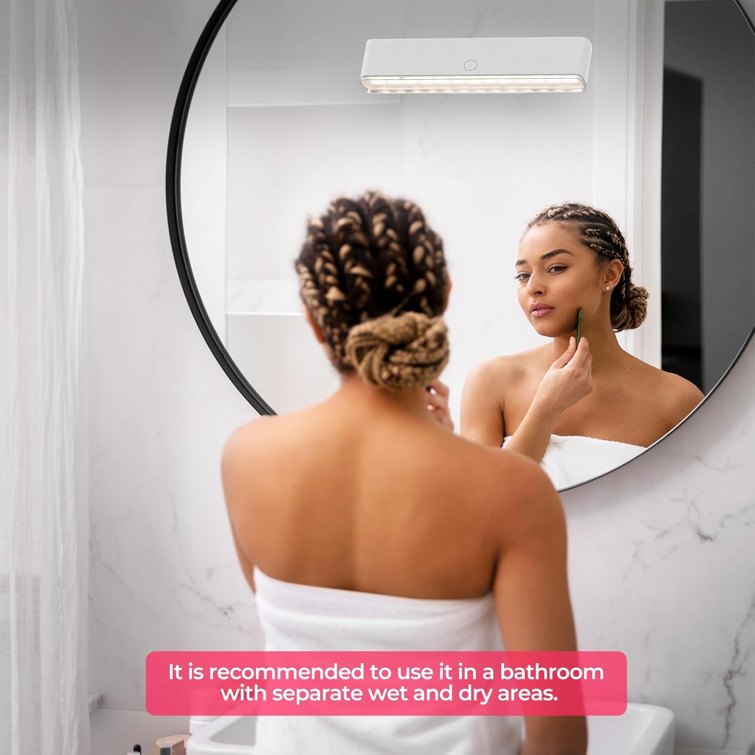Wireless Vanity Lights for Mirror Set of 2-4000mAh Rechargeable Stick On Makeup Light with CCT Modes & V1171-CB-COM001679-2
