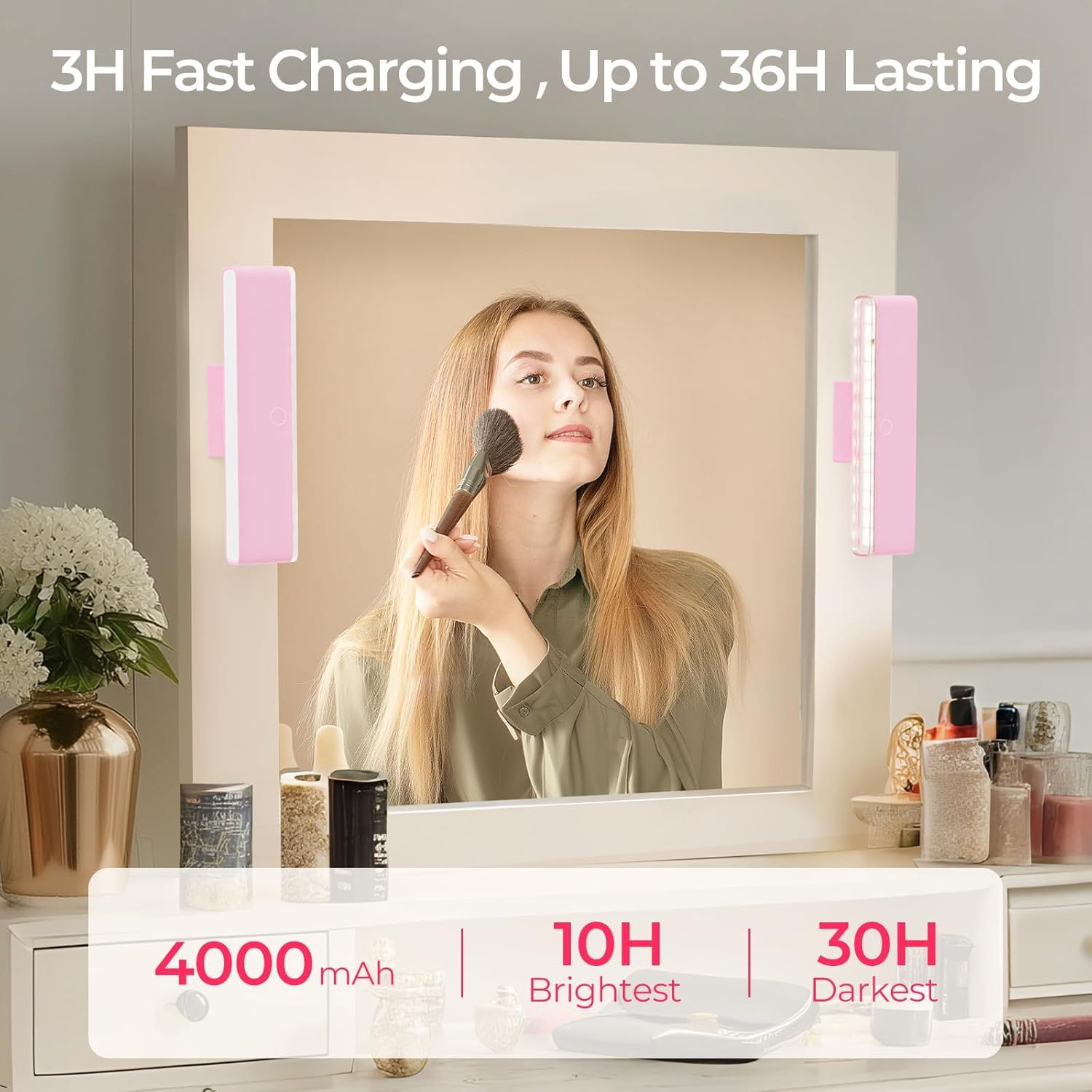 Wireless Vanity Lights for Mirror Set of 2-4000mAh Rechargeable Stick On Makeup Light with CCT Modes & V1171-CB-COM001680-2
