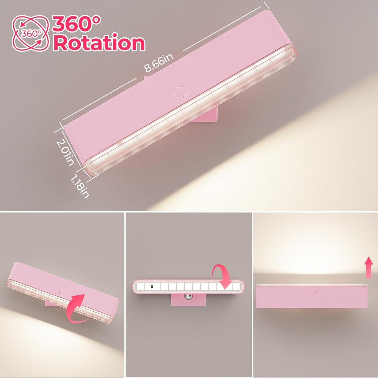 Wireless Vanity Lights for Mirror Set of 2-4000mAh Rechargeable Stick On Makeup Light with CCT Modes & V1171-CB-COM001680-2