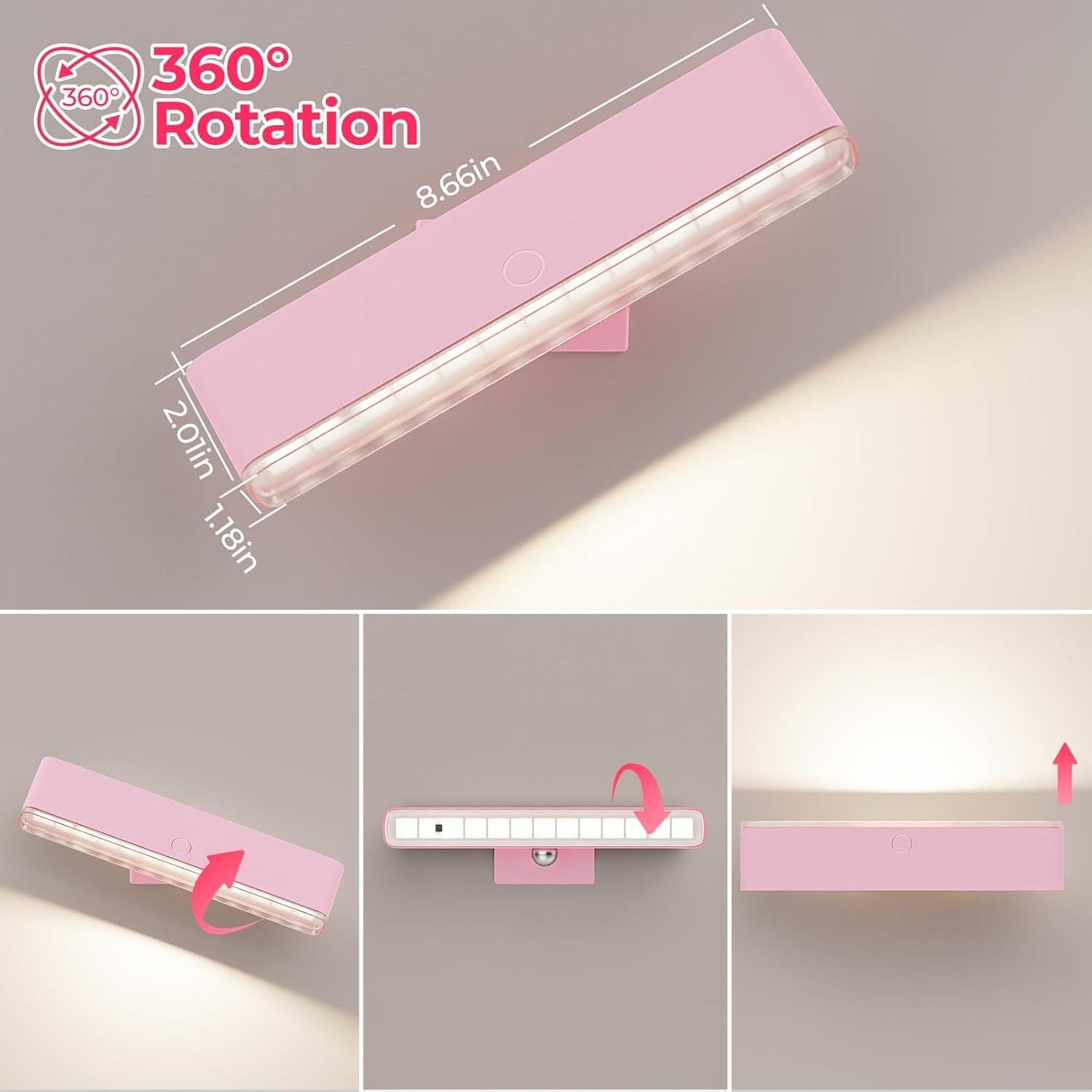 Wireless Vanity Lights for Mirror Set of 2-4000mAh Rechargeable Stick On Makeup Light with CCT Modes & V1171-CB-COM001680-2