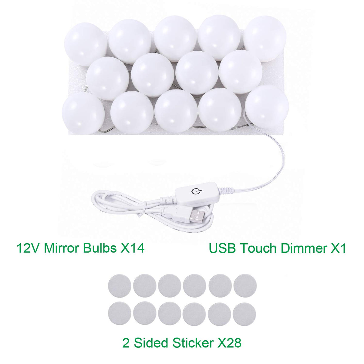 Hollywood LED Vanity Mirror Lights Kit, Dimmable Stick on USB Vanity Lights,Makeup Light Strip for for V1171-CB-G14NUSBWUS