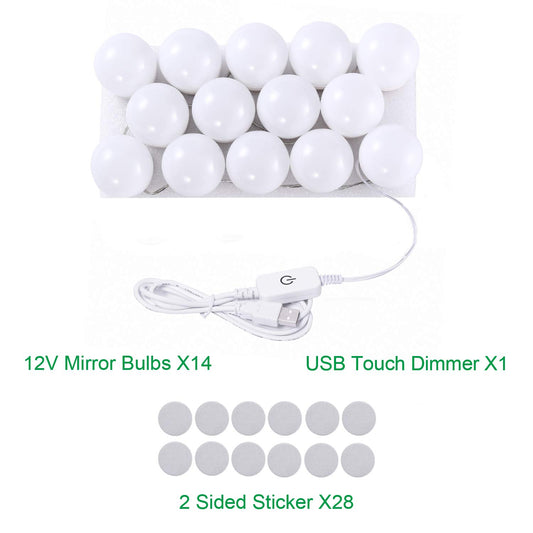 Hollywood LED Vanity Mirror Lights Kit, Dimmable Stick on USB Vanity Lights,Makeup Light Strip for for V1171-CB-G14NUSBWUS