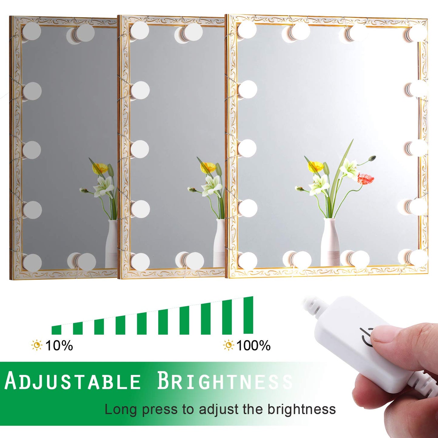 Hollywood LED Vanity Mirror Lights Kit, Dimmable Stick on USB Vanity Lights,Makeup Light Strip for for V1171-CB-G14NUSBWUS