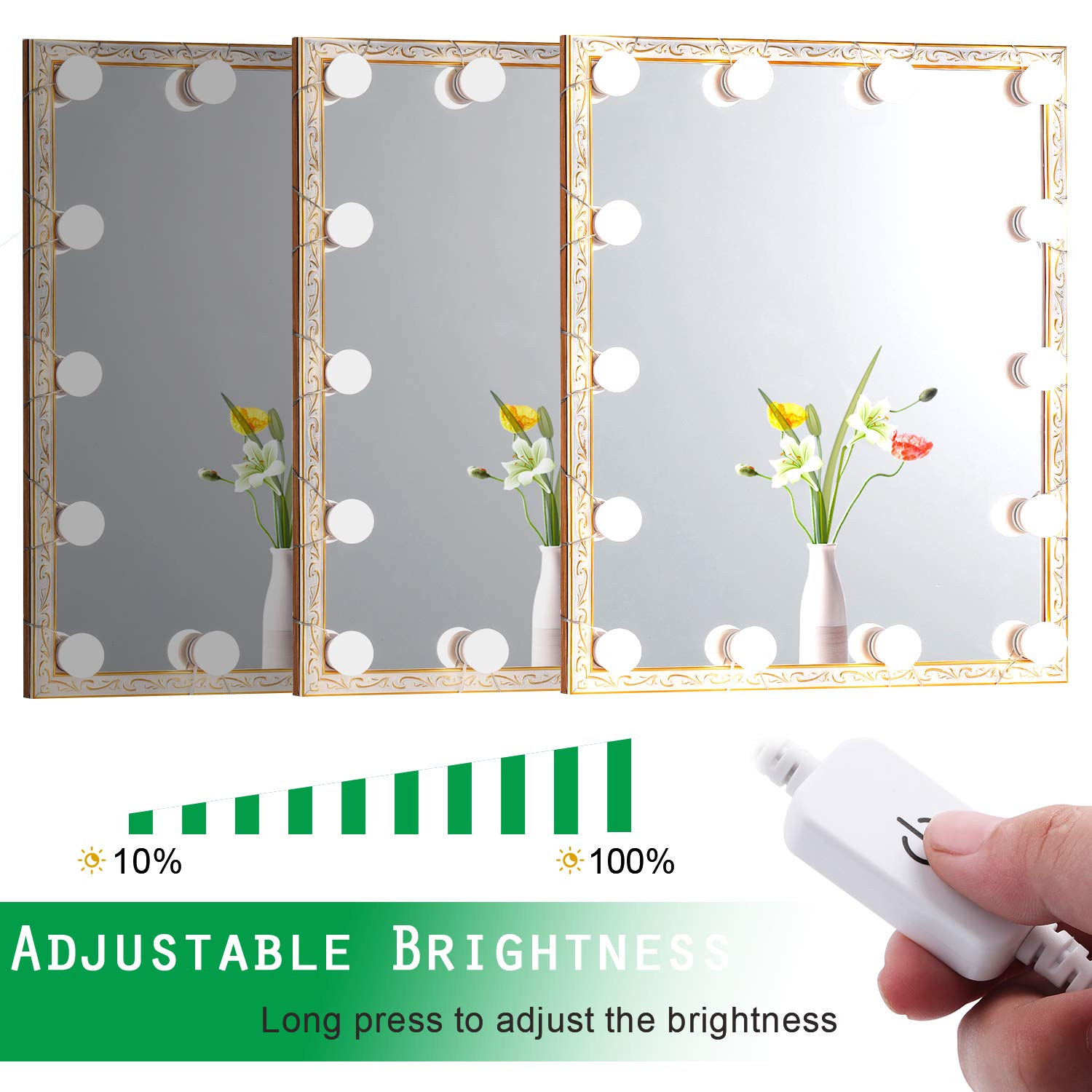 Hollywood LED Vanity Mirror Lights Kit, Dimmable Stick on USB Vanity Lights,Makeup Light Strip for for V1171-CB-G14NUSBWUS