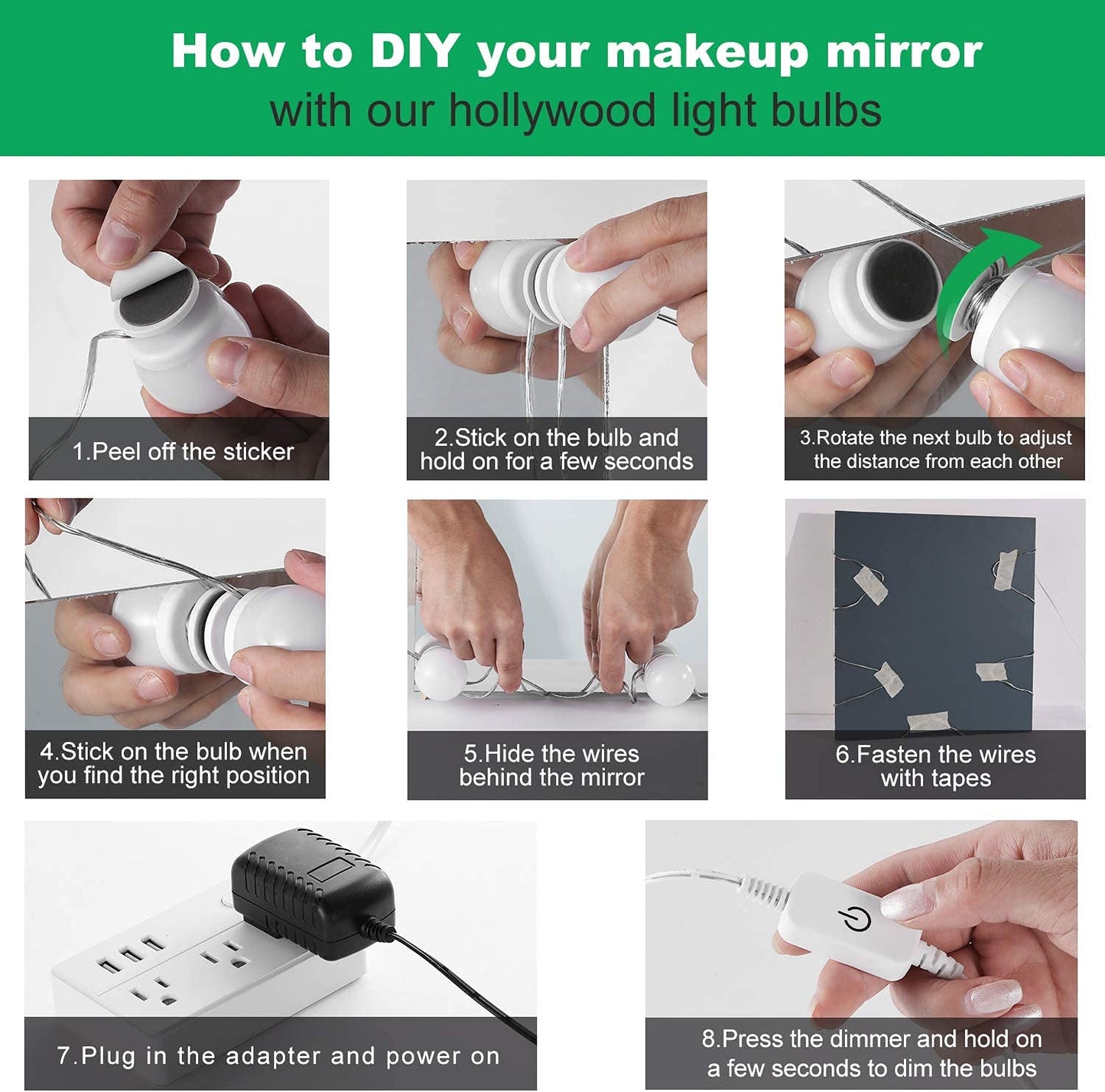 Hollywood Mirror Lights Makeup Vanity Lights, LED Vanity Mirror Lights Kit for Dressing Table, Dimmable and V1171-CB-G16NAUW