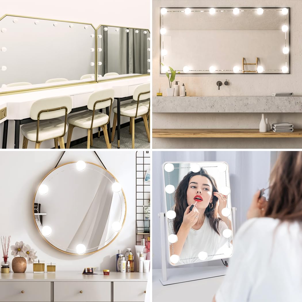 Hollywood Mirror Lights Makeup Vanity Lights, LED Vanity Mirror Lights Kit for Dressing Table, Dimmable and V1171-CB-G16NAUW
