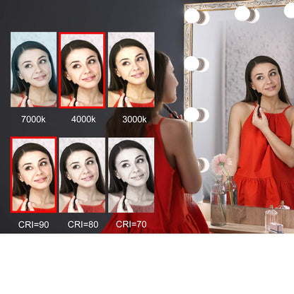 Dimmable Hollywood Style Lighted Vanity Makeup Mirror, LED Vanity Mirror Lights Kit with USB Port for V1171-CB-G6NUSBWUS
