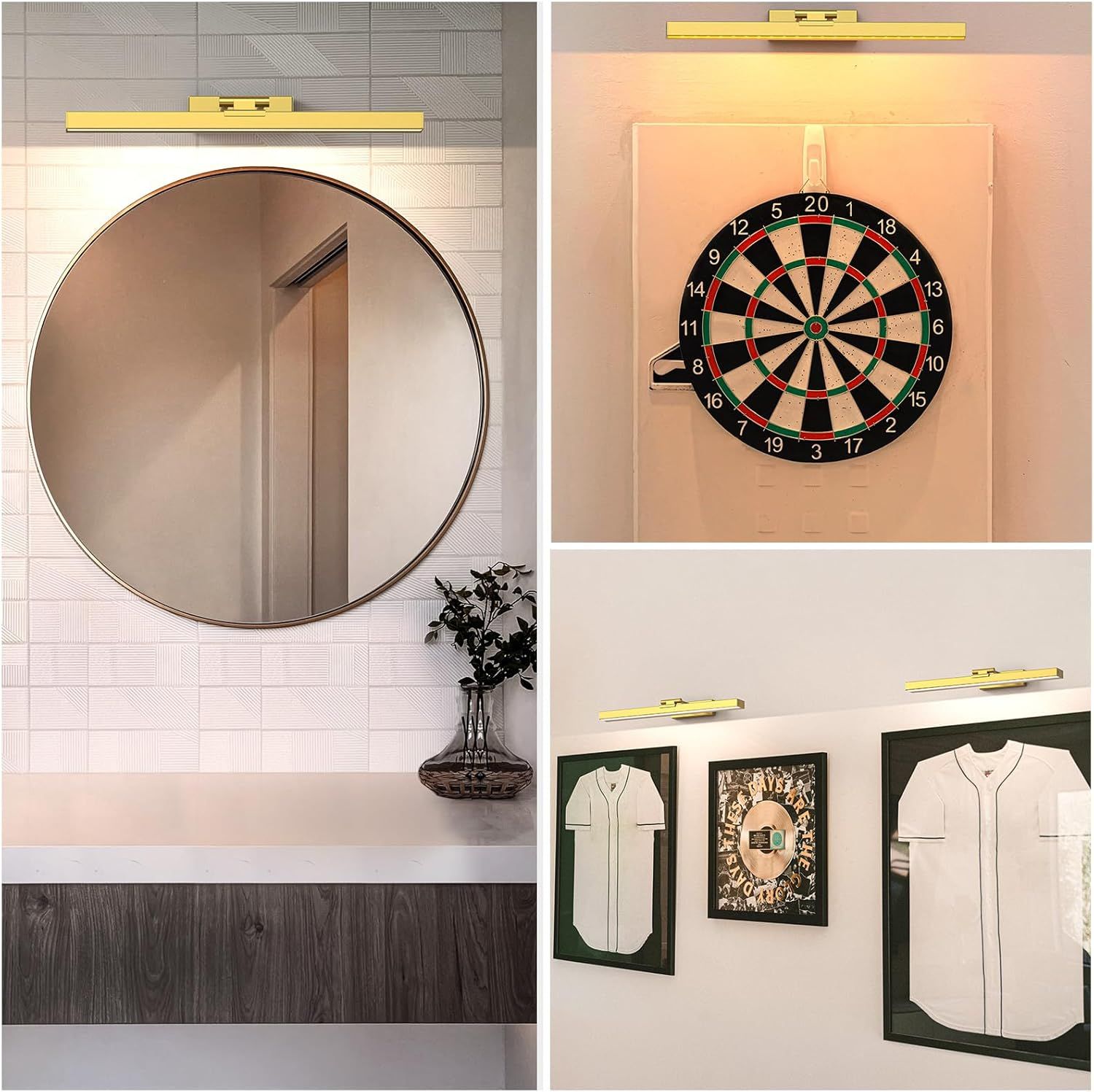 Picture Light Battery Operated, 16in Wireless Art Light for Paintings CCT Dimmable Recharging Battery Picture V1171-CB-GPL-1-USB-RM