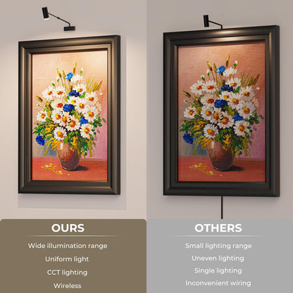 Rechargeable Picture Light with Remote Control, Adjustable Wall Sconce, 4000mAh Battery, Dimmable LED Art V1171-CB-SSPL-BLACK-1