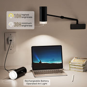 Rechargeable Picture Light with Remote Control, Adjustable Wall Sconce, 4000mAh Battery, Dimmable LED Art V1171-CB-SSPL-BLACK-1