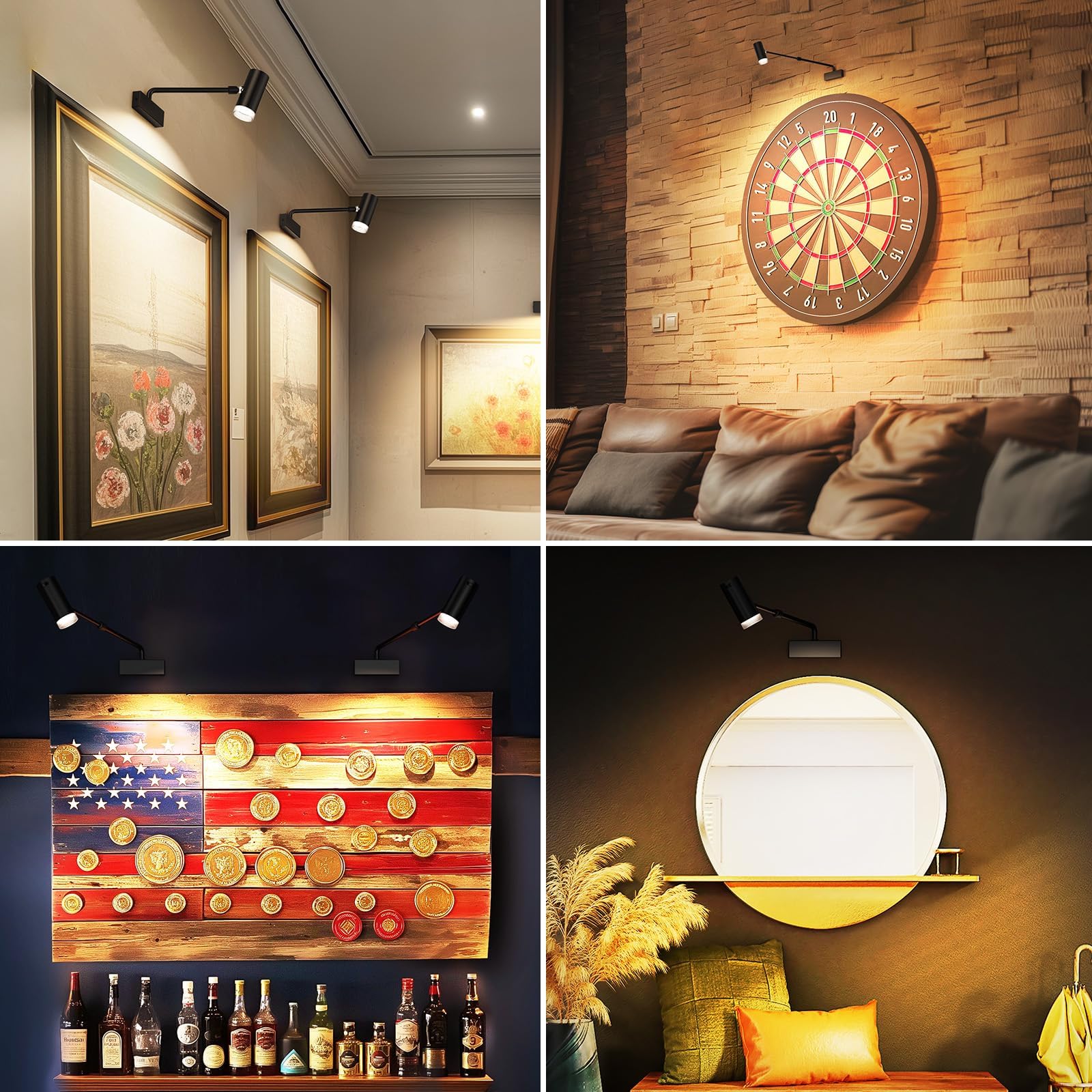 Rechargeable Picture Light with Remote Control, Adjustable Wall Sconce, 4000mAh Battery, Dimmable LED Art V1171-CB-SSPL-BLACK-1