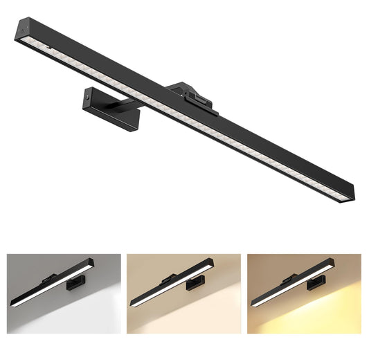 Wall Picture Light, 24in Battery-Powered Gallery Light for Artwork, CCT Dimmable Rechargeable Battery Wall V1171-CB-TR-BPL-1-USB-RM-60CM