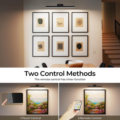 Wall Picture Light, 24in Battery-Powered Gallery Light for Artwork, CCT Dimmable Rechargeable Battery Wall V1171-CB-TR-BPL-1-USB-RM-60CM