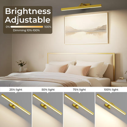 Wall Picture Light, 24in Battery-Powered Gallery Light for Artwork, CCT Dimmable Rechargeable Battery Wall V1171-CB-TR-GPL-1-USB-RM-60CM