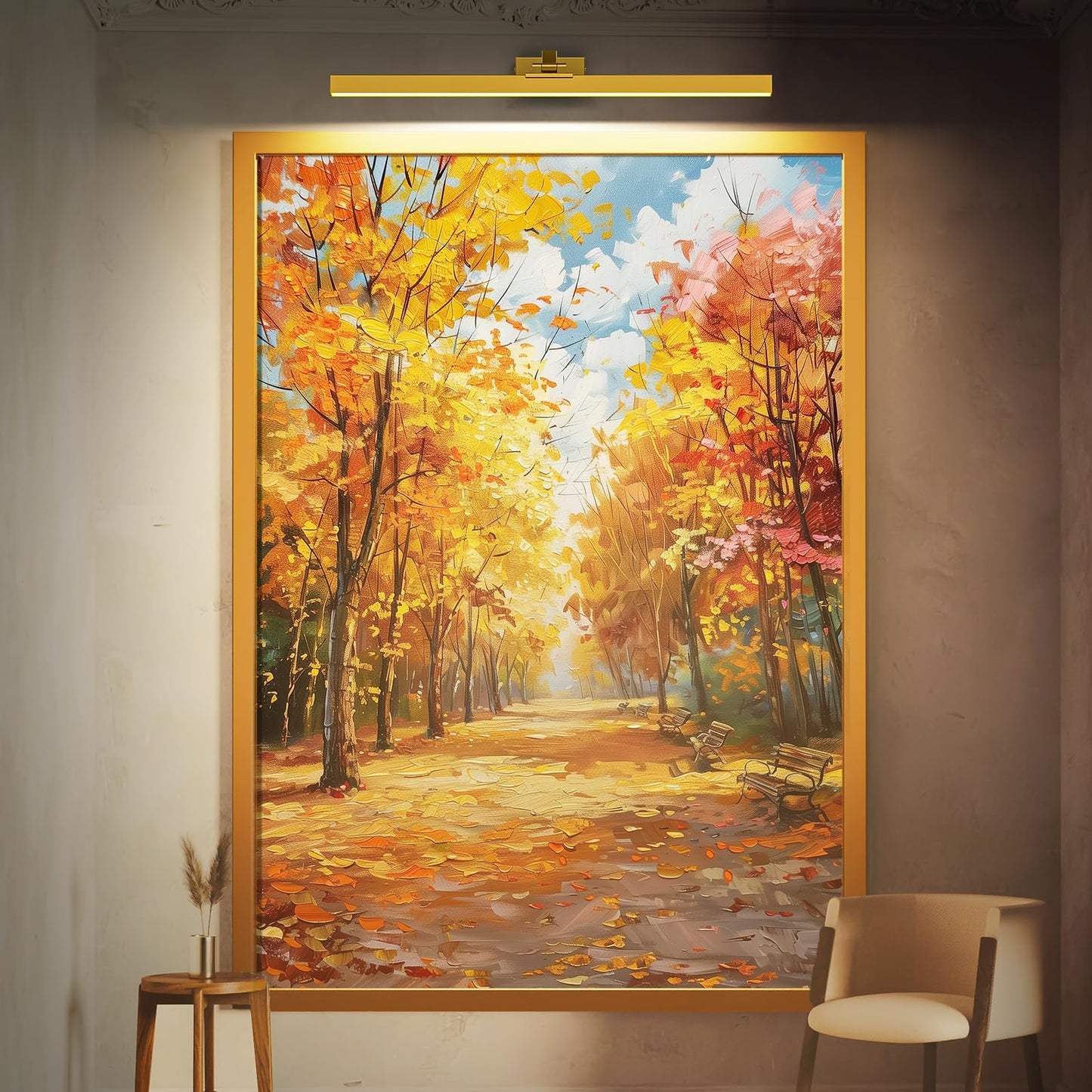 Wall Picture Light, 24in Battery-Powered Gallery Light for Artwork, CCT Dimmable Rechargeable Battery Wall V1171-CB-TR-GPL-1-USB-RM-60CM