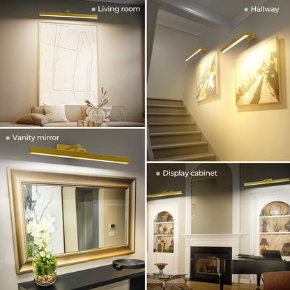 Wall Picture Light, 24in Battery-Powered Gallery Light for Artwork, CCT Dimmable Rechargeable Battery Wall V1171-CB-TR-GPL-1-USB-RM-60CM