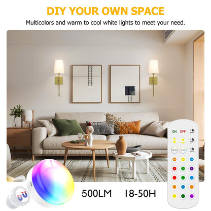 Battery Operated Wall Sconce, 5000mAh Rechargeable Dimmable RGB Wall Sconce Set of 2 with Remote, 3 Color V1171-CB-WL-CU-CCT-USB2