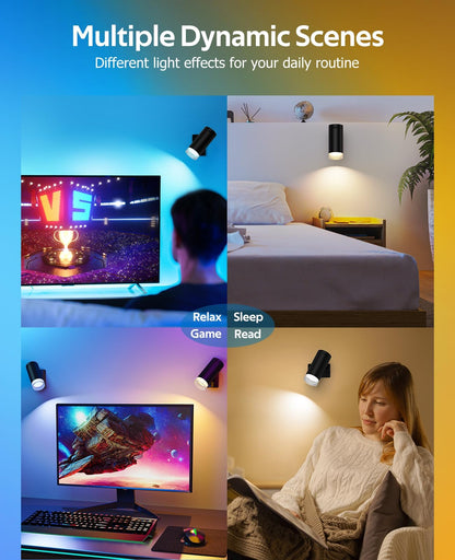 Battery Operated Wall Lights 2 Pack Rechargeable Wall Lights Indoor Touch Dimmable with Remote V1171-CB-WL-DL-RGB-CCT2
