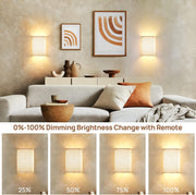 Battery Operated Wall Lights, 2 Pack Boho Decor with Remote Control, RGB Color Rustic Wall Sconces, Fabric V1171-CB-WL-MAGNET-RGB-BO-2
