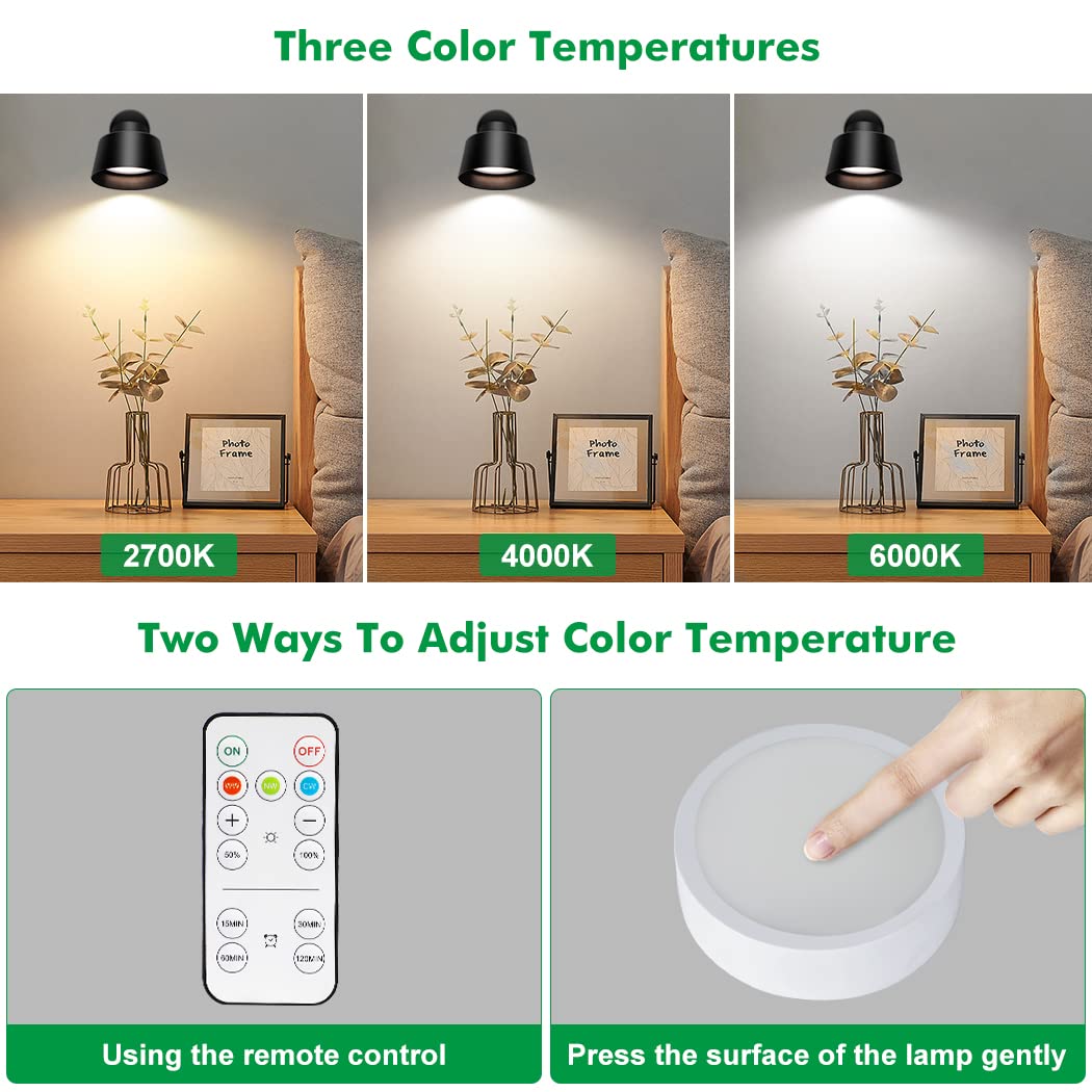 Night Light Wireless Wall Light Indoor LED 2 Pack,Battery Operated Wall Lights Rechargeable Lamp with V1171-CB-WL-MINI-B2-CCT-USB